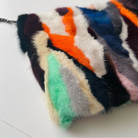 Real Mink Fur Crossbody Bag Rainbow Color - Picture 11 of 15